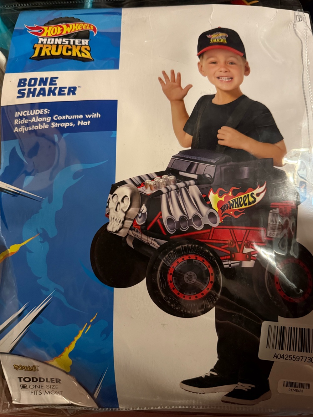 Hot Wheels Monster Trucks 'Bone Shaker' Toddler Ride-Along Costume - Black & Red